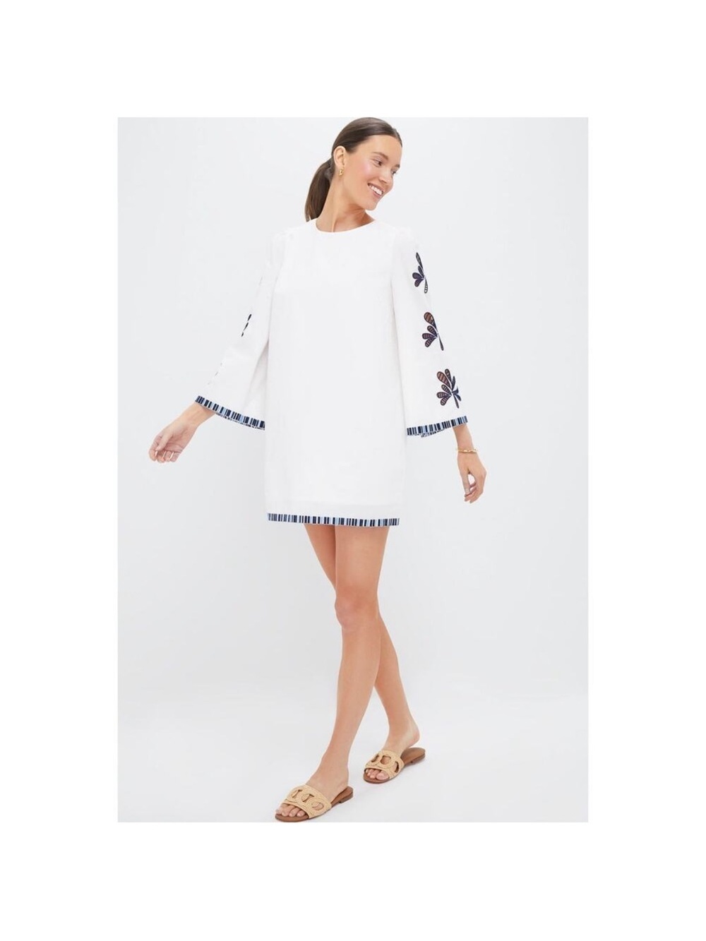 Tuckernuck HYACINTH HOUSE White Blue Embroidery Atlantic Mini Dress Sz XL NEW